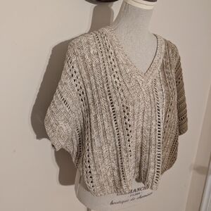 Banana Republic V-Neck Short Sleeve Gradient Melange Cotton Sweater Medium Large